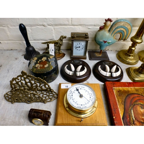 16 - Desk top accessories: to include a black lacquered letter rack&nbsp; 8