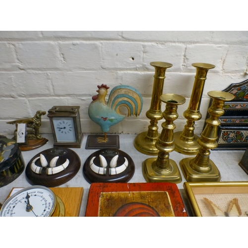 16 - Desk top accessories: to include a black lacquered letter rack&nbsp; 8