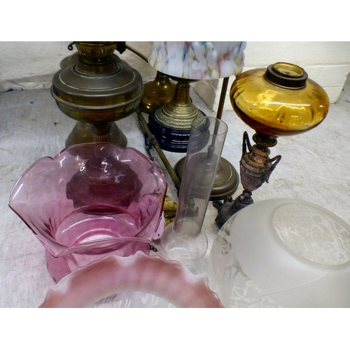 19 - Interior lighting: to include early 20thC oil lamps (converted to electricity)&nbsp; largest 26