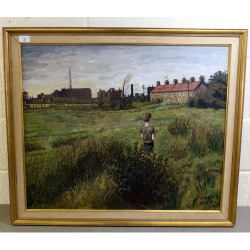 27 - Alan Holtby Brown - 'View towards Hayes'&nbsp; oil on board&nbsp; bears a signature & dated '67&... 