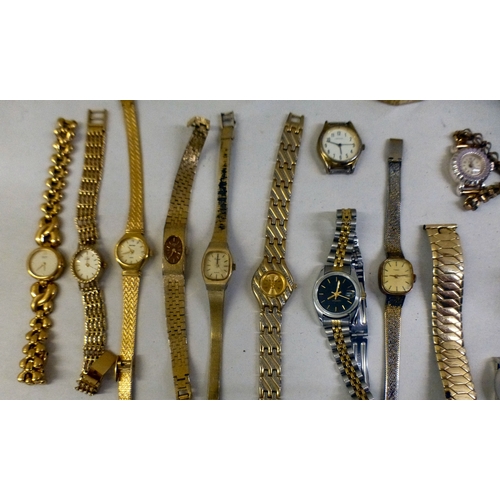 35 - Ladies and gentlemen's wristwatches  variously cased and strapped