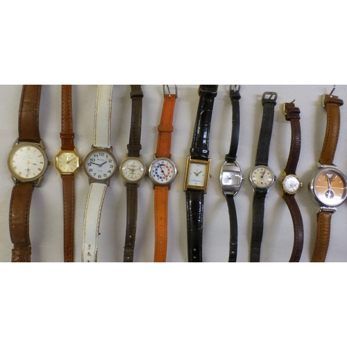 35 - Ladies and gentlemen's wristwatches  variously cased and strapped
