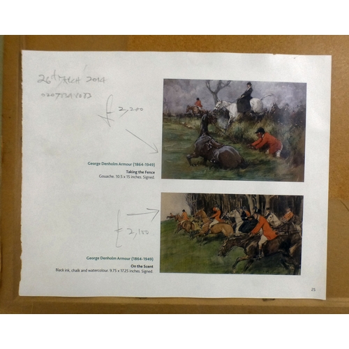 38 - George Denholm Armour (probably) - a man being pulled by two hunting dogs&nbsp; pencil&nbsp; bears a... 