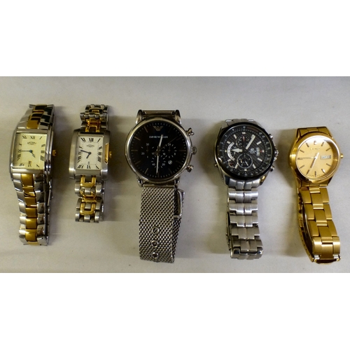 39 - Stainless steel bracelet watches: to include a Casio Edifice, faced by an baton dial