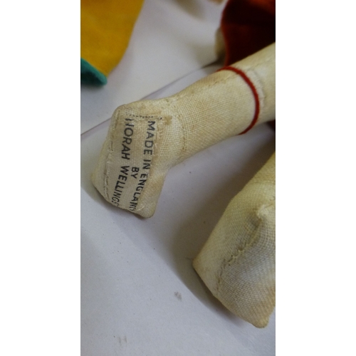 40 - Four Norah Wellings fabric and felt dolls: to include a sailor&nbsp; 8