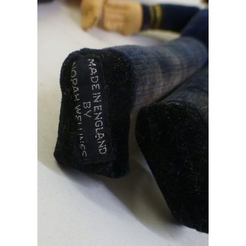 40 - Four Norah Wellings fabric and felt dolls: to include a sailor&nbsp; 8