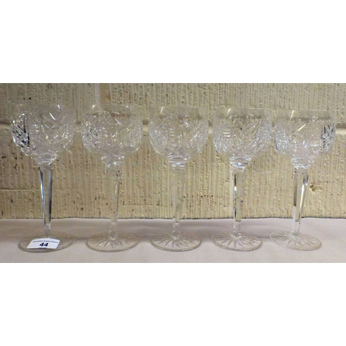 44 - Waterford crystal drinking glasses: to include a set of five pedestal wines&nbsp; 7.5