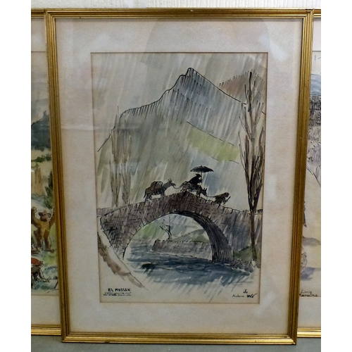 46 - Four 1950s/60s coloured prints - views of Andorra&nbsp; 12