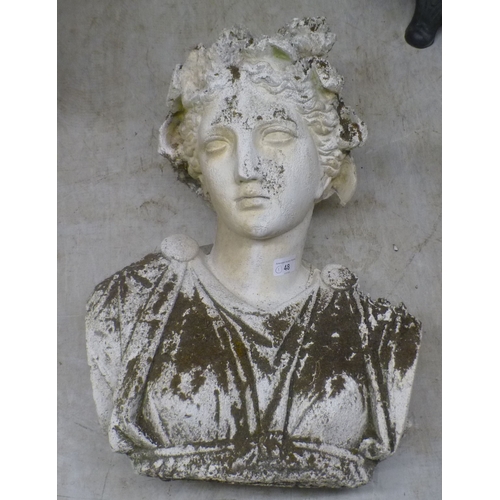 48 - A moulded plaster/stone composition classical bust&nbsp; 21