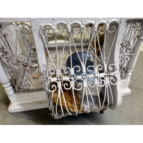 5 - A 20thC white painted, metal wire bird cage&nbsp; 28