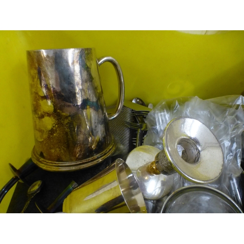 51 - EPNS and silver plate: to include flatware; and a tankard&nbsp; 6