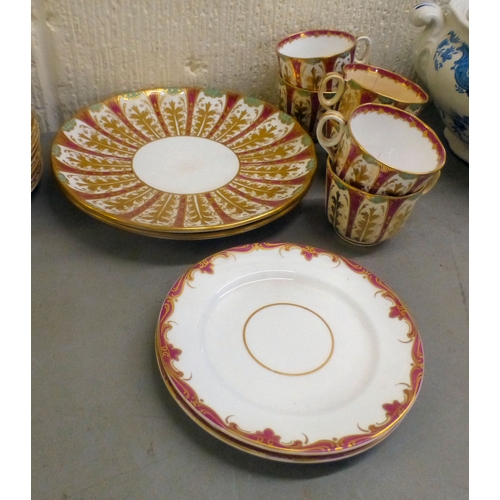 54 - Ceramics: to include a late Victorian Royal Worcester porcelain, part tea set with a green ground
