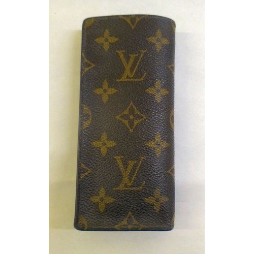 60 - A Louis Vuitton brown hide spectacles sleeve  6.5