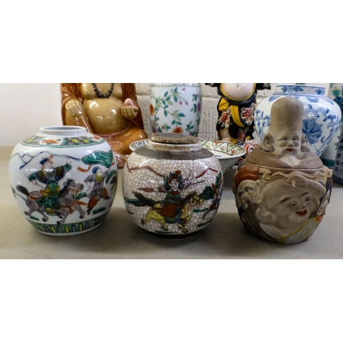 9 - Modern Oriental ceramics: to include porcelain vases, variously decorated  largest 10