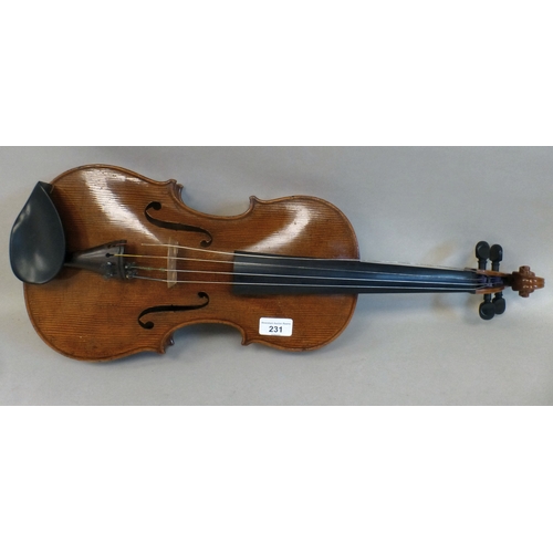 A late 19thC viola with a two-part back and scrolled head 15