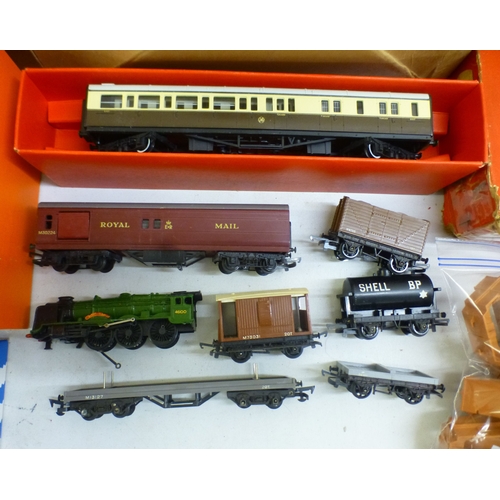 A Tri-ang 00/HO gauge train set boxed; track; and other accessories