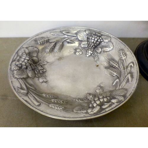 124 - A mixed lot: to include a late Victorian silver, later clad, oak jug  12
