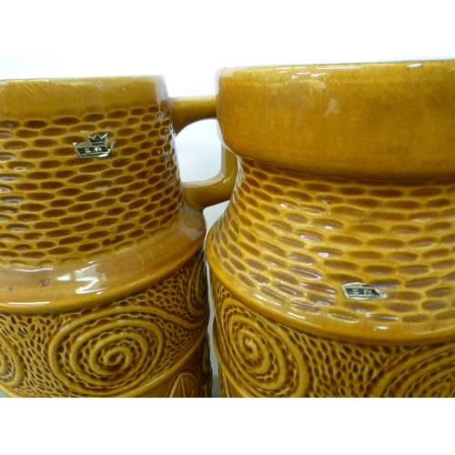 129 - West German pottery: to include a jug, moulded with geometric motifs&nbsp; 19