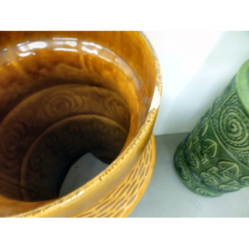129 - West German pottery: to include a jug, moulded with geometric motifs&nbsp; 19