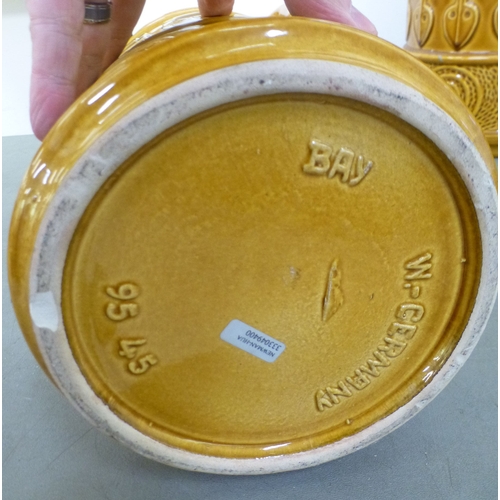 129 - West German pottery: to include a jug, moulded with geometric motifs&nbsp; 19