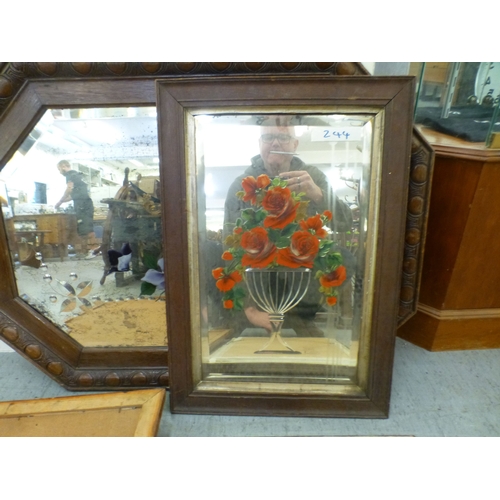 149 - Mainly 20thC etched and overpainted mirrors: to include an example with a galleon&nbsp; 19