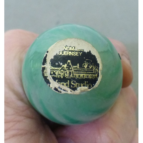 152 - Decorative glass paperweights: to include a Barley Lands Glass Works example, fashioned as a mushroo... 