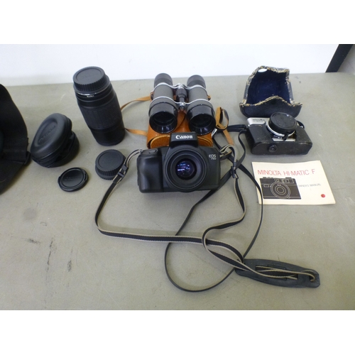 169 - Photographic and optical equipment: to include a Minolta Hi-Matic F; and a Cannon EOS 750&nbsp;
