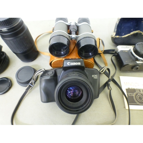 169 - Photographic and optical equipment: to include a Minolta Hi-Matic F; and a Cannon EOS 750&nbsp;