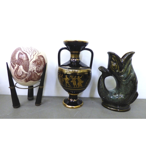 177 - A mixed lot: to include a studio pottery glug glug  8