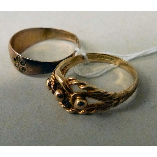Two 9ct gold fancy design rings (approx. combined gross weight 3.7grms)