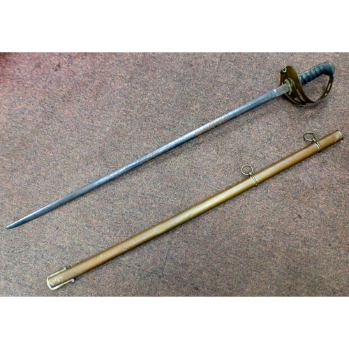102 - A late 19thC infantry sword with a ribbed handgrip&nbsp; the blade 30