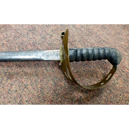 102 - A late 19thC infantry sword with a ribbed handgrip&nbsp; the blade 30