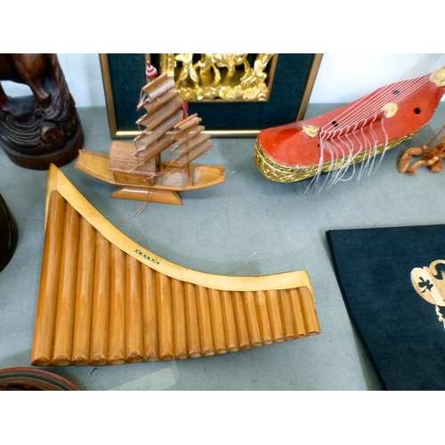 107 - A mixed lot: to include a Saung-Guak harp, decorated with gilding&nbsp; 13