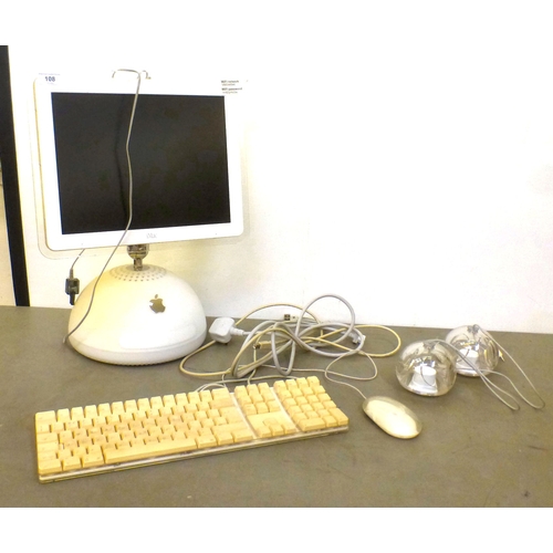 108 - A modern Apple IMac computer with a mouse, speakers and keyboard  20