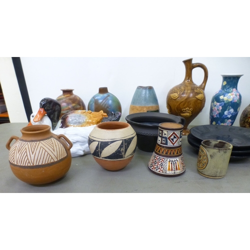 109 - Decorative ceramics: to include a Herend porcelain model group, two ducks  6.5