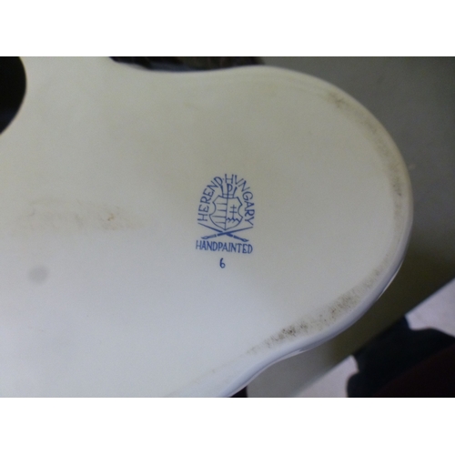 109 - Decorative ceramics: to include a Herend porcelain model group, two ducks  6.5