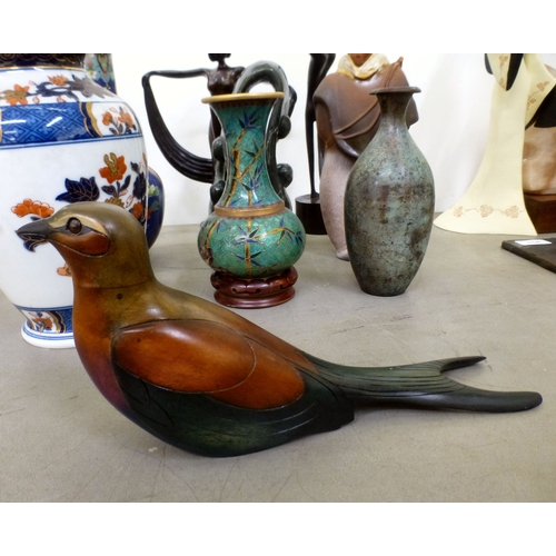 114 - Interior decorators items: to include a composition plaque, depicting two figures inscribed Kormis&n... 