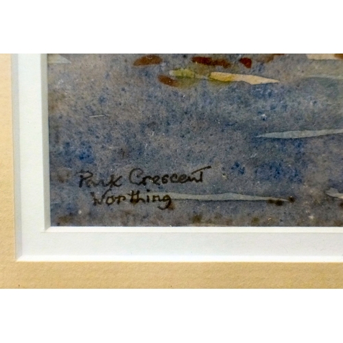 123 - M Landy - 'Park Crescent, Worthing'  watercolour  bears a signature  11