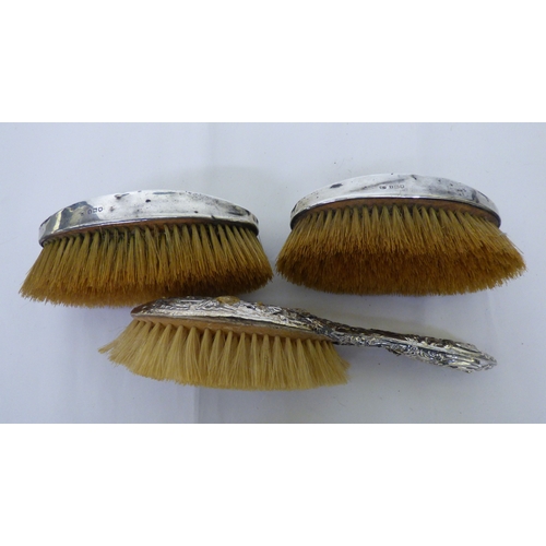 129 - Silver backed dressing table accessories&nbsp; mixed marks&nbsp;