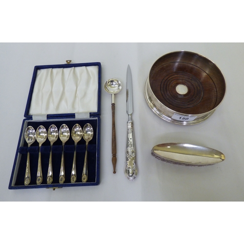 150 - Silver and loaded silver collectables: to include a wine bottle coaster&nbsp; indistinct London mark... 