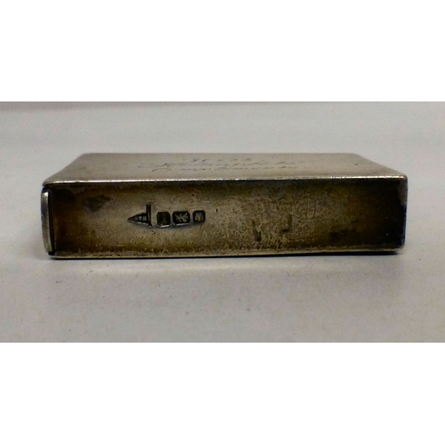 160 - A silver vesta  bears a named porcelain plaque for Alexander McIntyre and 'With Holzapjels Complimen... 