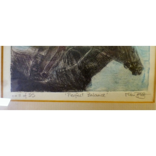 170 - Horseracing related pictures: to include J Stanhope - 'Jumping the Fence'  watercolour  bears a sign... 