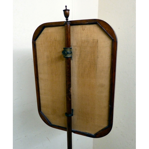 174 - A William IV mahogany polescreen with a height adjustable tapestry panel, raised on a tripod base  5... 