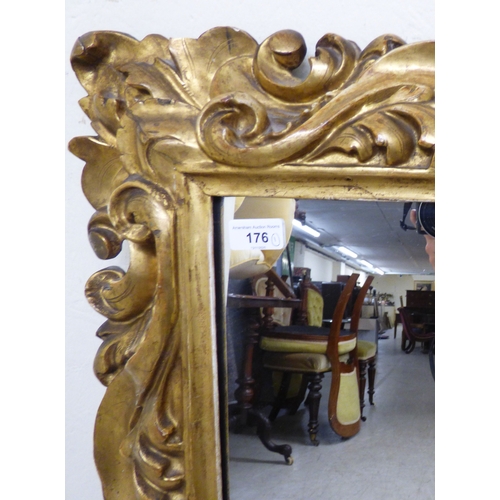 176 - A late 19thC gilt gesso framed, rococo design mirror&nbsp; 37