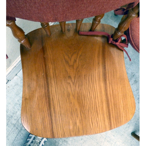 179 - A modern stained beech breakfast table, the top raised on a tripod base; and four matching chairs  3... 
