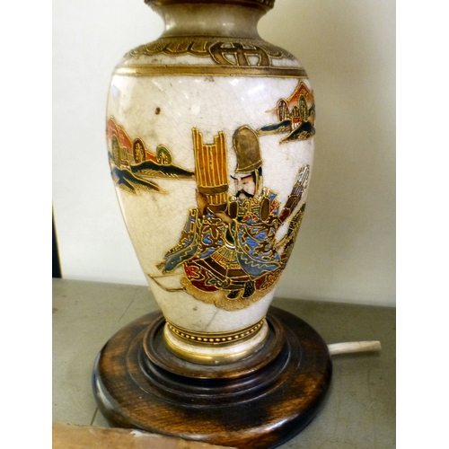 67 - A mixed lot: to include a mother-of-pearl inlaid, ebonised wooden box, decorated with figures amongs... 