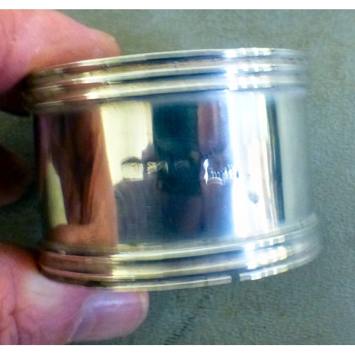 74 - A set of four silver napkin rings  Birmingham marks  cased  (approx. combined gross weight 148grms);... 