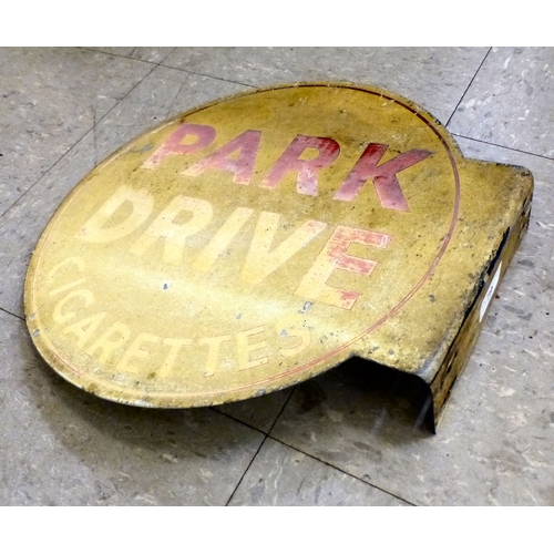 79 - A vintage printed metal two sided sign 'Park Drive Tipped' and 'Park Drive Cigarettes' on the obvers... 