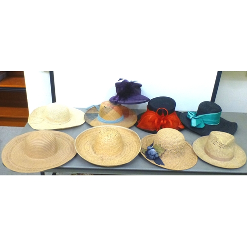 80 - Ladies hats: to include a black John Lewis example with a wide brim&nbsp;