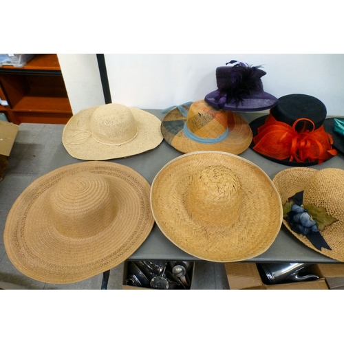 80 - Ladies hats: to include a black John Lewis example with a wide brim&nbsp;